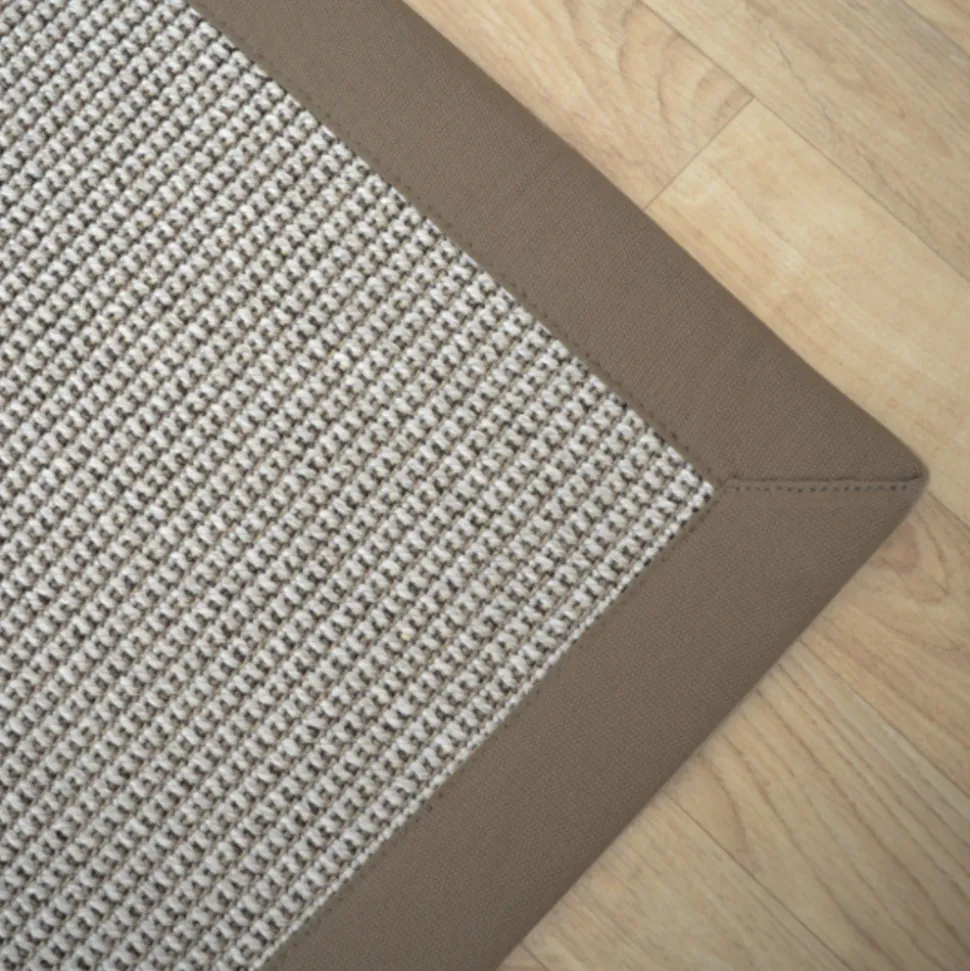 DÉCOWEB - Tapis de salon - lombok silver - ganse lin marron taupe - 160 x 230 cm