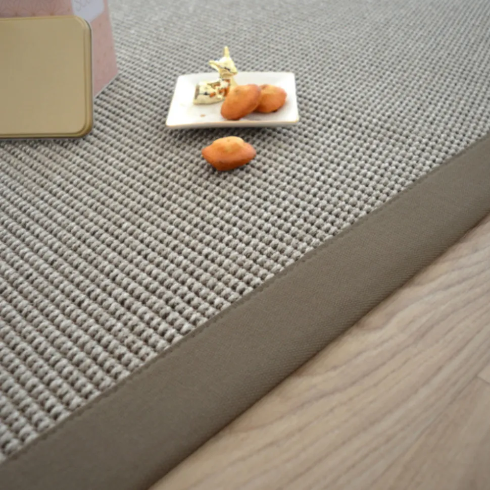 DÉCOWEB - Tapis de salon - lombok silver - ganse lin marron taupe - 250 x 350 cm