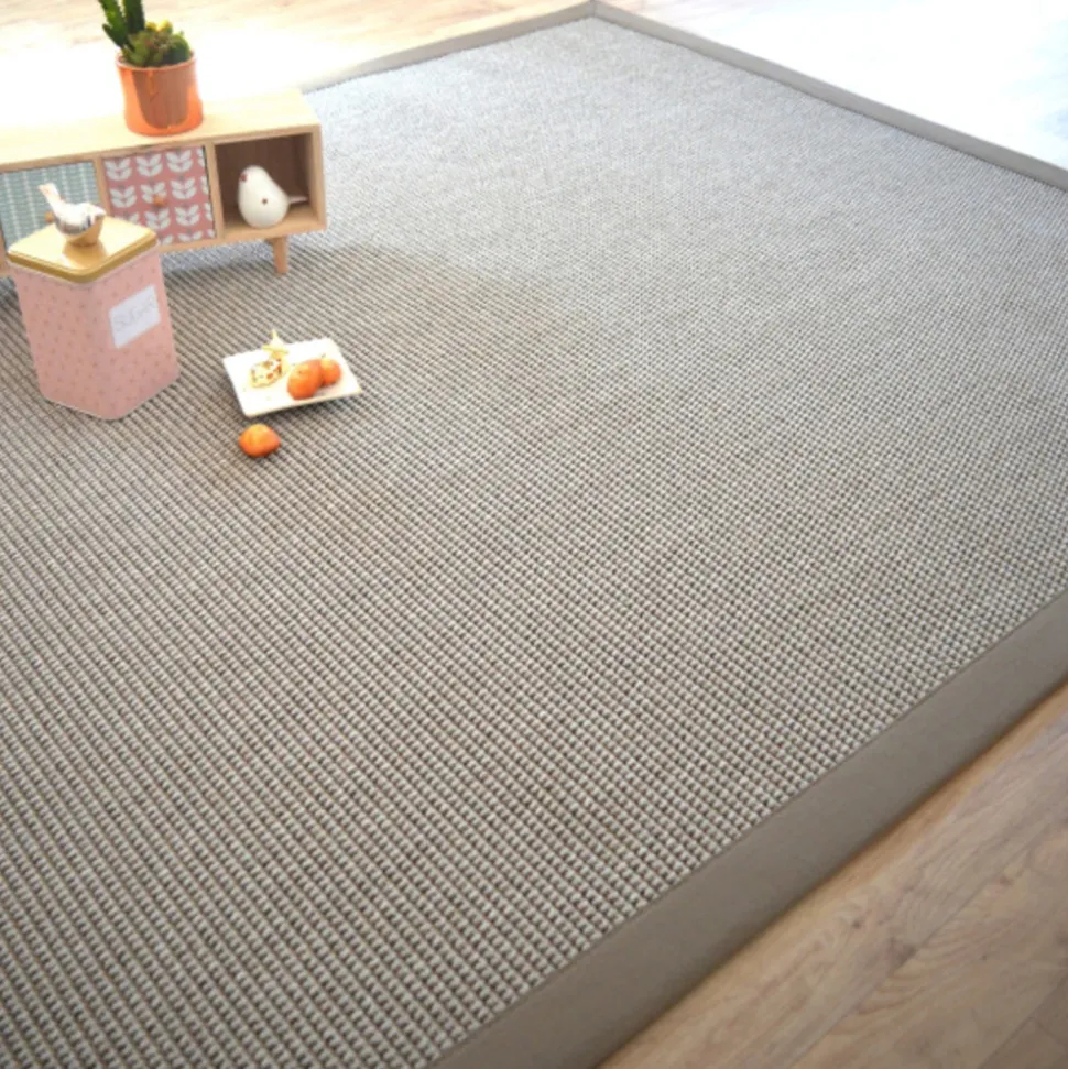 DÉCOWEB - Tapis de salon - lombok silver - ganse lin marron taupe - 120 x 170 cm