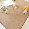DÉCOWEB - Tapis intérieur / extérieur en tissé plat - bornéo nature multicolore - galon bordeaux - 200 x 200 cm