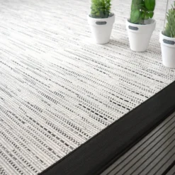 DÉCOWEB - Tapis intérieur / extérieur - bornéo blanc - ganse noire - 200 x 200 cm