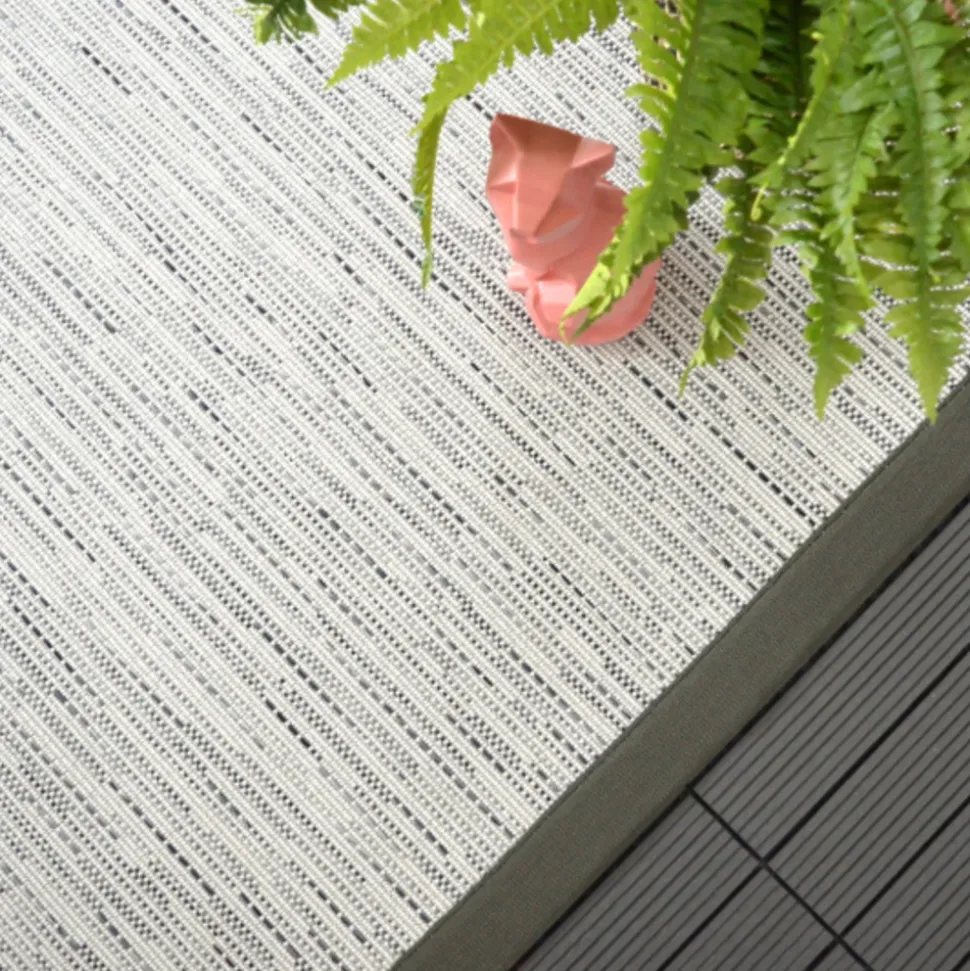 DÉCOWEB - Tapis intérieur / extérieur - bornéo blanc - ganse anthracite - 160 x 230 cm