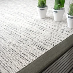 DÉCOWEB - Tapis intérieur / extérieur - bornéo blanc - ganse anthracite - 160 x 230 cm