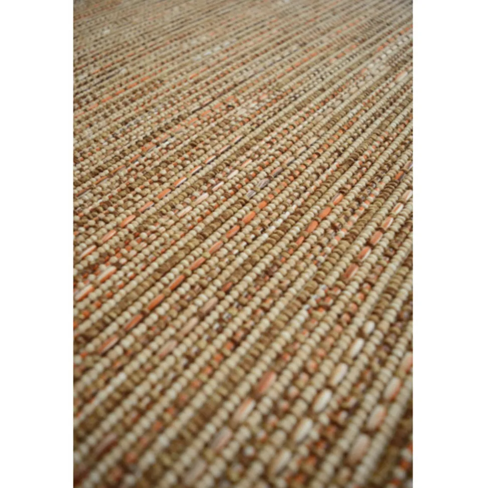 DÉCOWEB - Tapis intérieur / extérieur en tissé plat - bornéo nature - ganse caramel - 120 x 170 cm