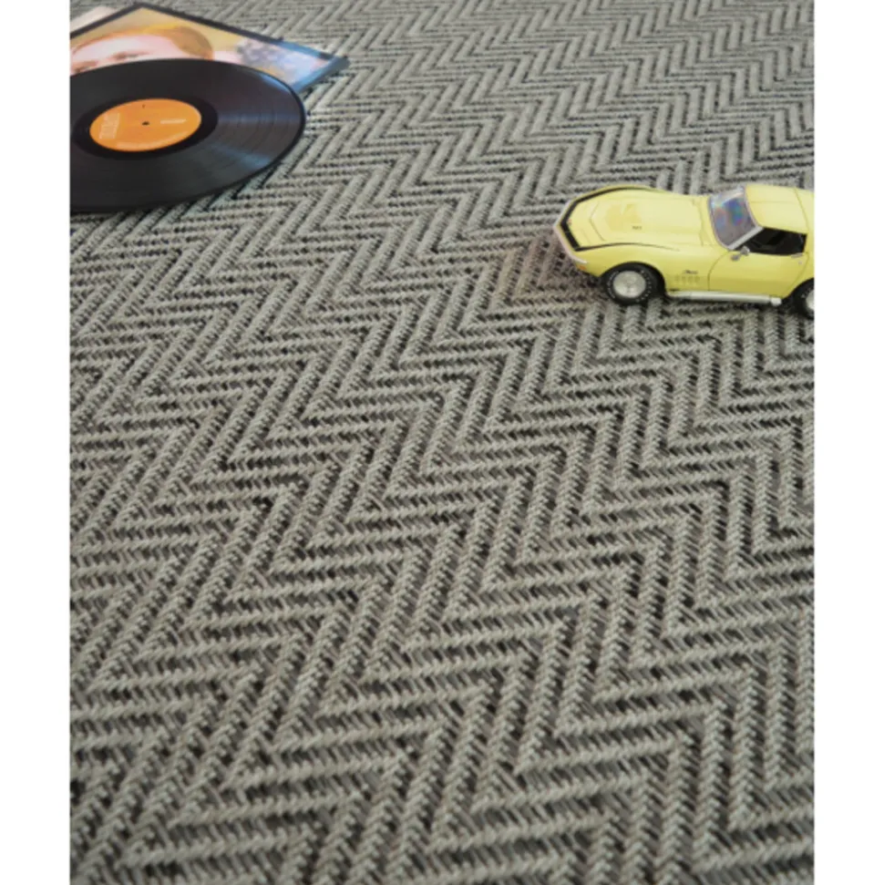 DÉCOWEB - Tapis intérieur / extérieur - java chevron silver - ganse anthracite - 200 x 290 cm