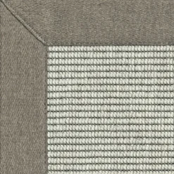 DÉCOWEB - Tapis intérieur / extérieur nusa - blanc craie - ganse marron glacé - 80 x 150 cm