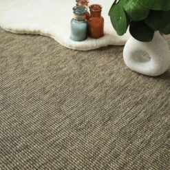 DÉCOWEB - Tapis intérieur / extérieur nusa - écorce - ganse anthracite - 200 x 290 cm