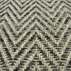 DÉCOWEB - Tapis intérieur / extérieur - java chevron silver - ganse noire - 200 x 200 cm