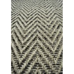 DÉCOWEB - Tapis intérieur / extérieur - java chevron silver - ganse noire - 120 x 170 cm