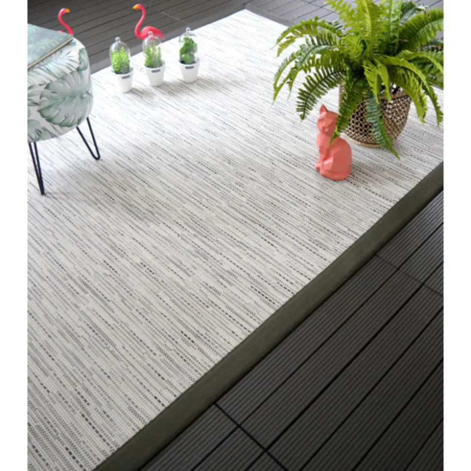 DÉCOWEB - Tapis intérieur / extérieur - bornéo blanc - ganse anthracite - 140 x 200 cm