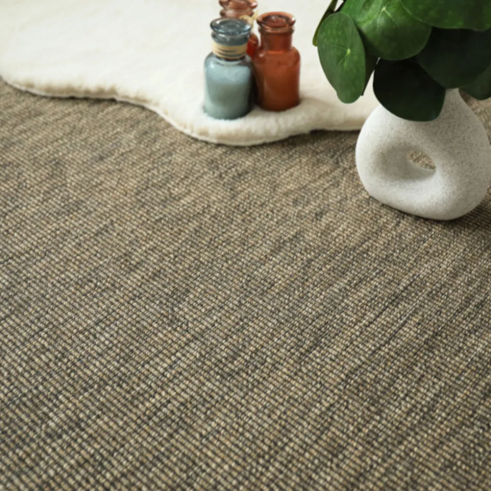 DÉCOWEB - Tapis intérieur / extérieur nusa - écorce - ganse anthracite - 250 x 350 cm
