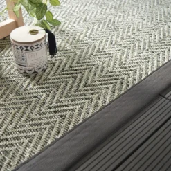 DÉCOWEB - Tapis intérieur / extérieur - java chevron silver - ganse anthracite - 140 x 200 cm