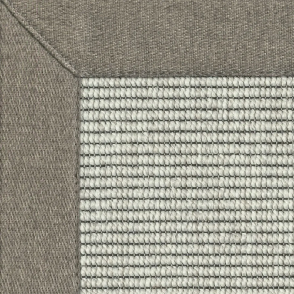 DÉCOWEB - Tapis intérieur / extérieur nusa - blanc craie - ganse marron glacé - 120 x 170 cm