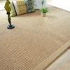 DÉCOWEB - Tapis intérieur / extérieur en tissé plat - lombok naturel - ganse caramel - 120 x 170 cm