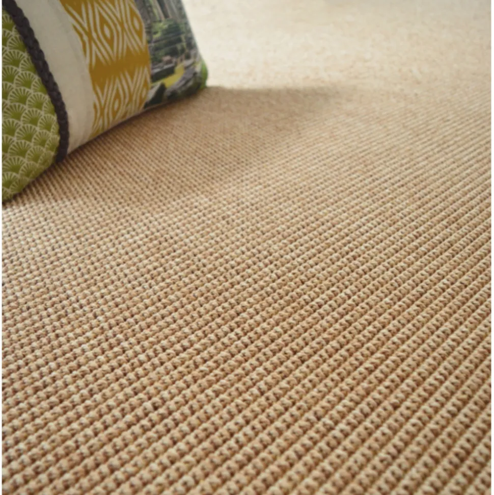 DÉCOWEB - Tapis intérieur / extérieur en tissé plat - lombok naturel - ganse caramel - 120 x 170 cm