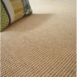 DÉCOWEB - Tapis intérieur / extérieur en tissé plat - lombok naturel - ganse caramel - 160 x 230 cm