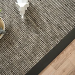DÉCOWEB - Tapis intérieur / extérieur - bornéo silver - ganse polypropylène anthracite - 200 x 200 cm