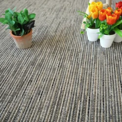 DÉCOWEB - Tapis intérieur / extérieur - bornéo silver - ganse polypropylène anthracite - 200 x 200 cm
