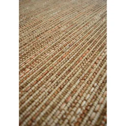 DÉCOWEB - Tapis intérieur / extérieur en tissé plat - bornéo nature - ganse caramel - 250 x 350 cm