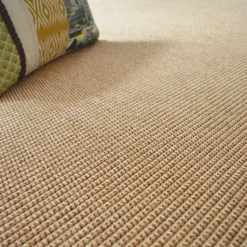DÉCOWEB - Tapis intérieur / extérieur en tissé plat - lombok naturel - ganse caramel - 80 x 150 cm