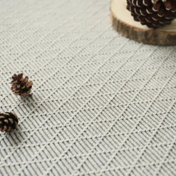 DÉCOWEB - Tapis intérieur / extérieur timika - blanc craie - galon noir - 160 x 230 cm