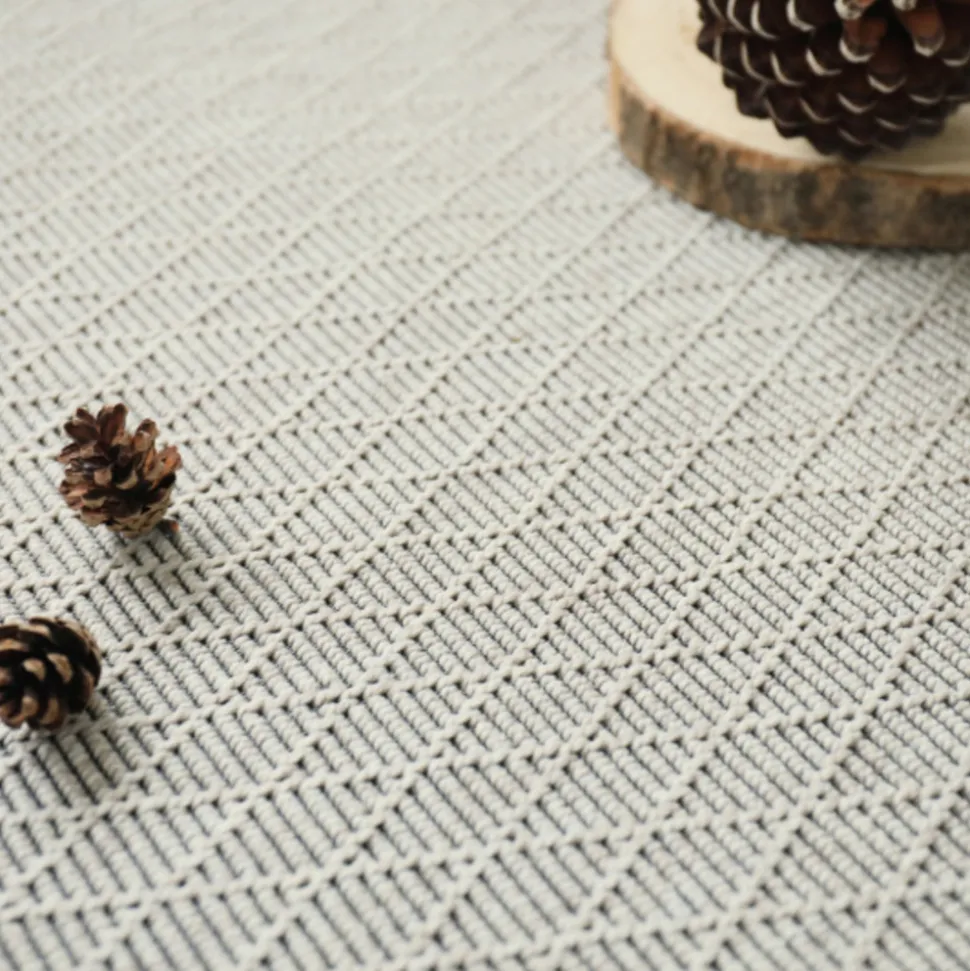 DÉCOWEB - Tapis intérieur / extérieur timika - blanc craie - galon noir - 250 x 350 cm