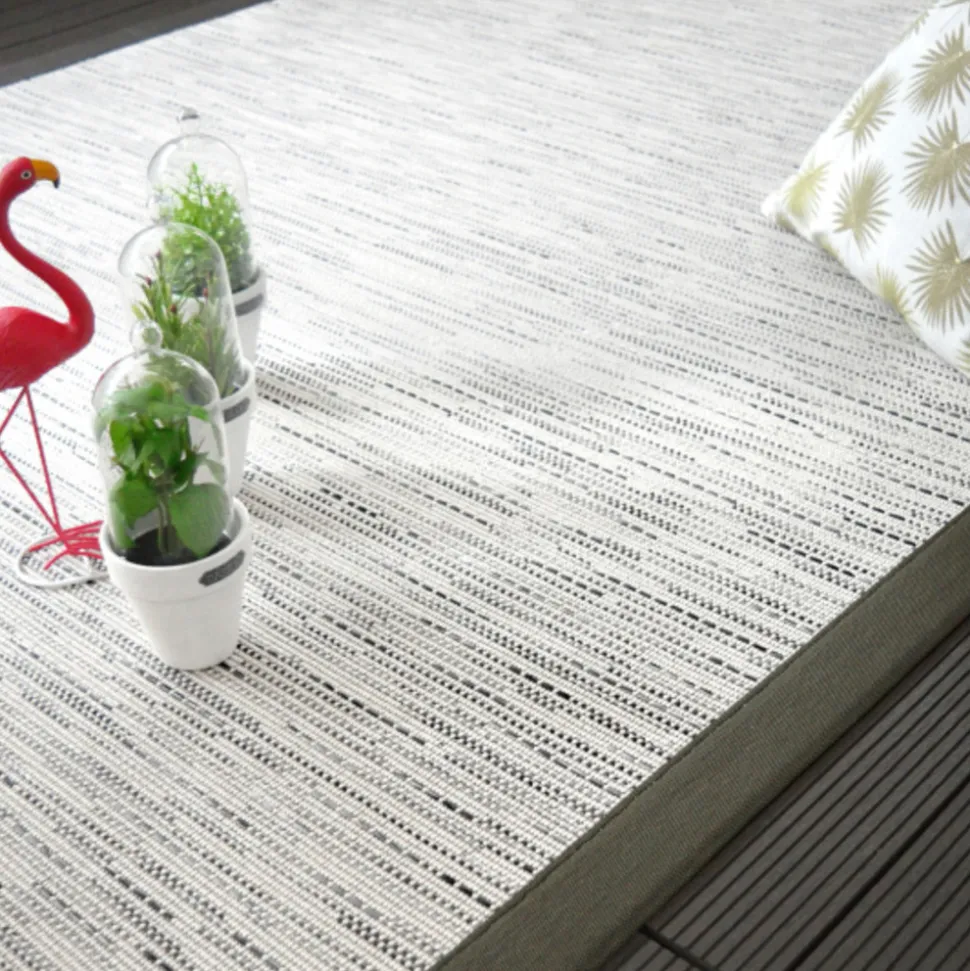 DÉCOWEB - Tapis intérieur / extérieur - bornéo blanc - ganse anthracite - 80 x 150 cm
