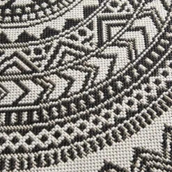 DÉCOWEB - Tapis rond d'extérieur ou d'intérieur - mandala - noir - ø 120 cm