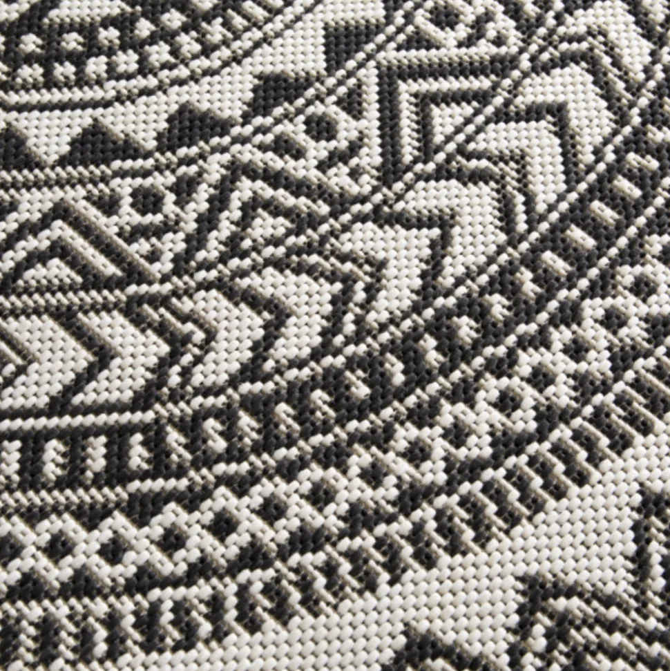 DÉCOWEB - Tapis rond d'extérieur ou d'intérieur - mandala - noir - ø 120 cm