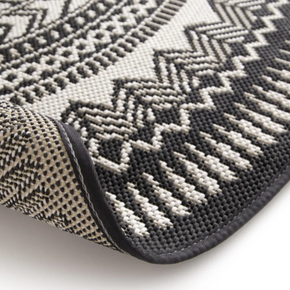 DÉCOWEB - Tapis rond d'extérieur ou d'intérieur - mandala - noir - ø 120 cm