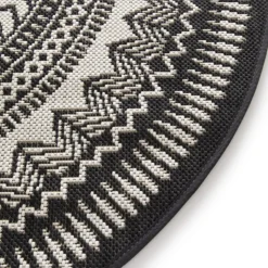 DÉCOWEB - Tapis rond d'extérieur ou d'intérieur - mandala - noir - ø 120 cm