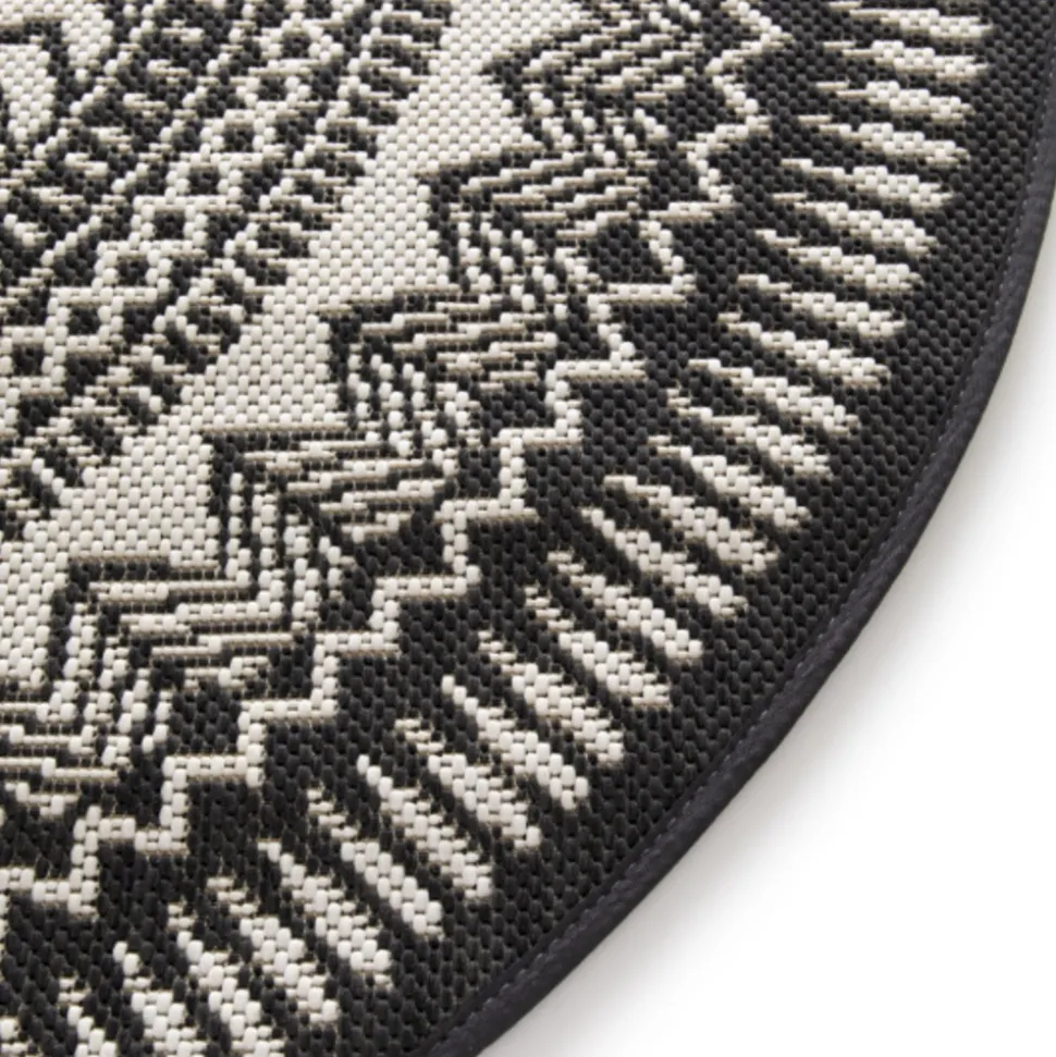 DÉCOWEB - Tapis rond d'extérieur ou d'intérieur - mandala - noir - ø 120 cm