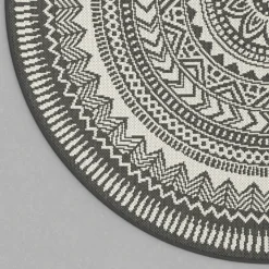 DÉCOWEB - Tapis rond d'extérieur ou d'intérieur - mandala - noir - ø 120 cm