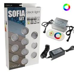 DECKLINEA - 10 spots led à encastrer - rgb - telecommande + transformateur 30w - sofia - plug & play - dimmable