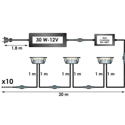 DECKLINEA - 10 spots led à encastrer - blanc chaud - transformateur 30w - sofia - plug & play - dimmable
