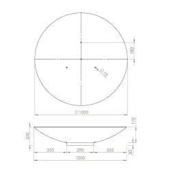 DECKLINEA - Brasero extérieur 100 cm - acier corten - chauffage exterieur - feu de bois - effet rouille - h : 20 cm - resistant au gel