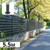 DECKLINEA - Kit clôture aluminium ajourée sur muret olinda anthracite 5,5x1,8m - lames ajourées 21x100x1780 mm - brise vue - palissade