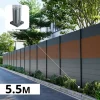 DECKLINEA - Kit clôture aluminium bahia & cruz teck 5,5x1,8m - aluminium et bois composite - poteaux sur platines gris - occultation