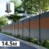 DECKLINEA - Kit clôture aluminium bahia & cruz teck 14,68x1,8m - aluminium et bois composite - poteaux sur platines gris - occultation