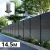 DECKLINEA - Kit clôture aluminium bahia & cruz ardoise 14,68x1,8m - aluminium et bois composite - poteaux sur platines gris - occultation