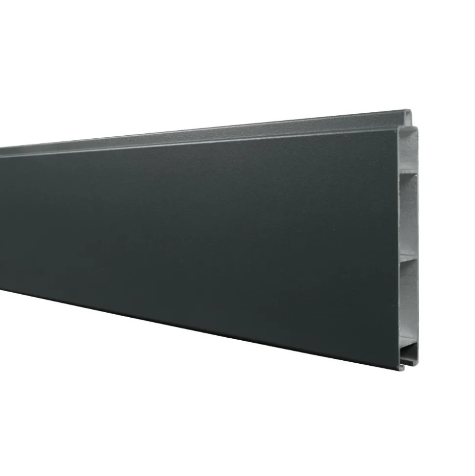 DECKLINEA - Kit clôture aluminium bahia & cruz ardoise 14,68x1,8m - aluminium et bois composite - poteaux sur platines gris - occultation