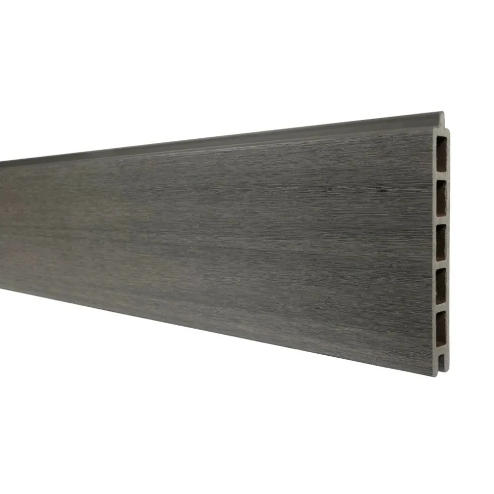 DECKLINEA - Kit clôture aluminium bahia & cruz ardoise 14,68x1,8m - aluminium et bois composite - poteaux sur platines gris - occultation