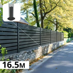 DECKLINEA - Kit clôture aluminium ajourée sur muret olinda anthracite 16,5x1,8m - lames ajourées 21x100x1780 mm - brise vue - palissade