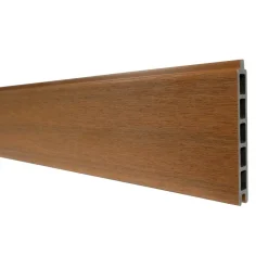 DECKLINEA - Kit clôture composite cruz teck 14,5x1,8m - bois composite & aluminium - poteaux sur platines gris - brise vue - palissade
