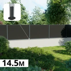 DECKLINEA - Kit clôture composite sur muret rio anthracite 14,5x1,8m - bois composite & aluminium - poteaux sur platines gris - brise vue