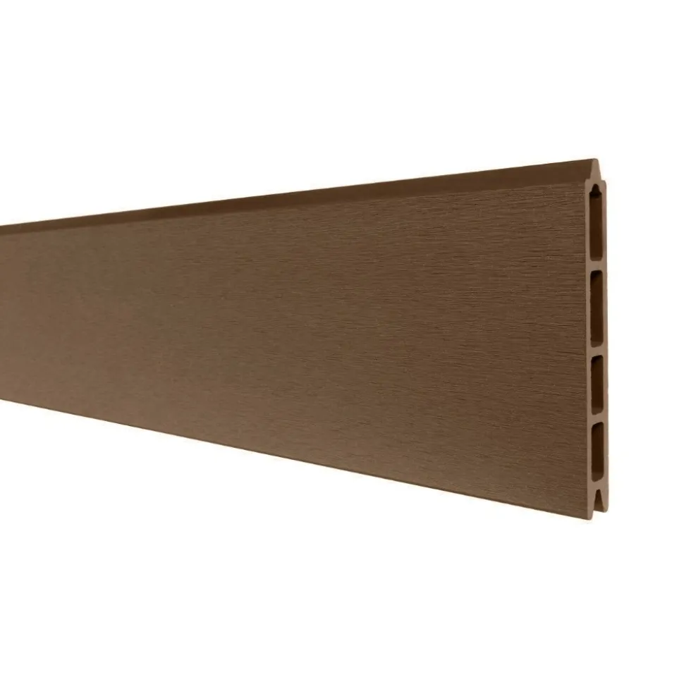 DECKLINEA - Kit clôture composite sur muret rio bronze 5,5x1,8m - bois composite & aluminium - poteaux sur platines noir - brise vue