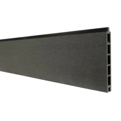 DECKLINEA - Kit clôture composite sur muret rio anthracite 5,5x1,8m - bois composite & aluminium - poteaux sur platines noir - brise vue