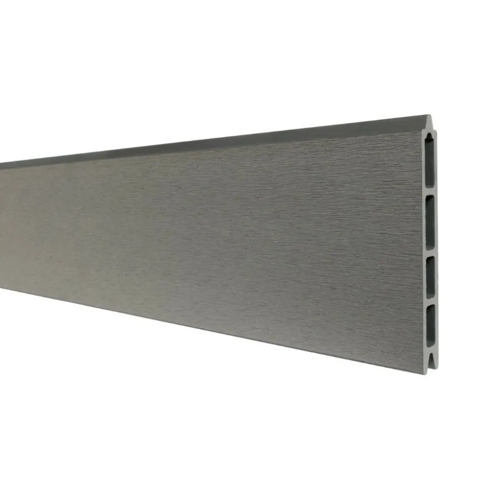 DECKLINEA - Kit clôture composite sur muret rio platine 16,5x1,8m - bois composite & aluminium - poteaux sur platines noir - brise vue