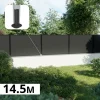 DECKLINEA - Kit clôture composite sur muret rio anthracite 14,5x1,8m - bois composite & aluminium - poteaux sur platines noir - brise vue