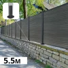 DECKLINEA - Kit clôture composite sur muret santos ardoise 5,5x1,8m - bois composite & aluminium - poteaux sur platines gris - brise vue